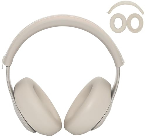 Adhiper Silicone Sweat Ear Covers Headband Cover for Beats Studio Pro & Beats Studio 3 Headphones Accessories, Soft Earpad Covers Case Cover Protector Sweatproof & Easy to Clean - Beige