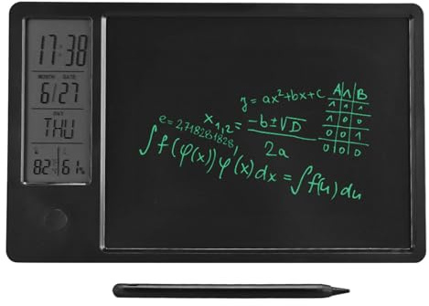 Nosqew Tablet da scrittura LCD da 10 pollici, lavagna elettronica cancellabile ricaricabile con calendario 'orologio digitale per ufficio, azienda, casa, custodia per PC (nero)