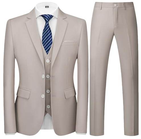 KUDORO Costume Homme 3 pièces à Deux Boutons Slim Fit Blazer Pantalon Gilet
