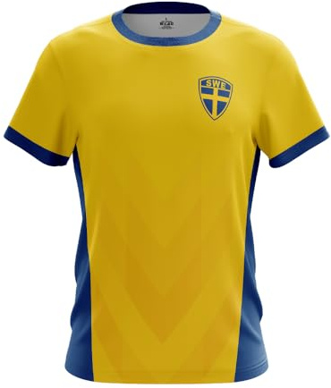 T-Shirt Suède Enfant Jaune Bleu | T-Shirt Supporter Drapeau Suédois SWE pour Enfants | Maillot Sport Équipe de Suède pour Football, Hockey, Fête Nationale et Midsommar