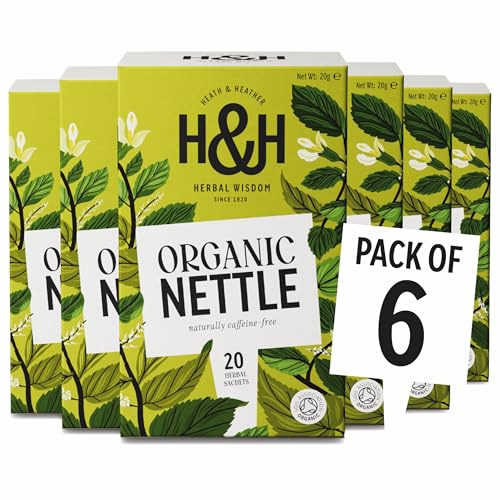 Heath & Heather - Organic Nettle Tea • Earthy Herbal Infusion for Detox & Vitality • Naturally Caffeine-Free • Vegan • Pure Plant Power • Multipack 6 x 20 Boxes (120 Tea Bags)