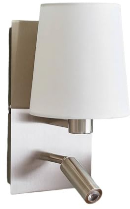 Lindby Vägglampa, vägglampa inomhus 'Aiden' (modern) i vit av textil/siden för vardagsrum matsal (1 lamor,) - Textil vägglampor, väggspots, vägglampor sovrum/vardagsrum
