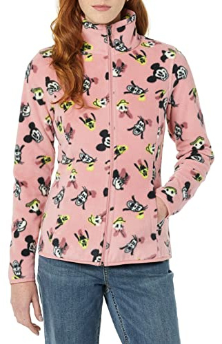 Amazon Essentials Disney | Marvel | Star Wars | Princess Chaqueta de forro polar con cremallera completa y cuello Perkins Mujer, Minnie Y Sus Amigos, XS
