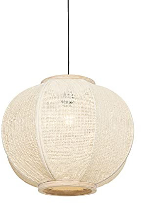 Qazqa Oriental Lámpara colgante oriental natural 48 cm - Rob Textil/Acero Redonda Adecuado para LED Max. 1 x 60 Watt