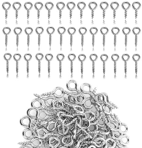 Fenglin-joy 300 pcs Crochet à Vis,Crochet a Visser s à vis en acier inoxydable Inoxydable - Vis Oeillet pour la fabrication de bijoux DIY artisanat bois bricolage meubles(8&10&12mm-3tailles)