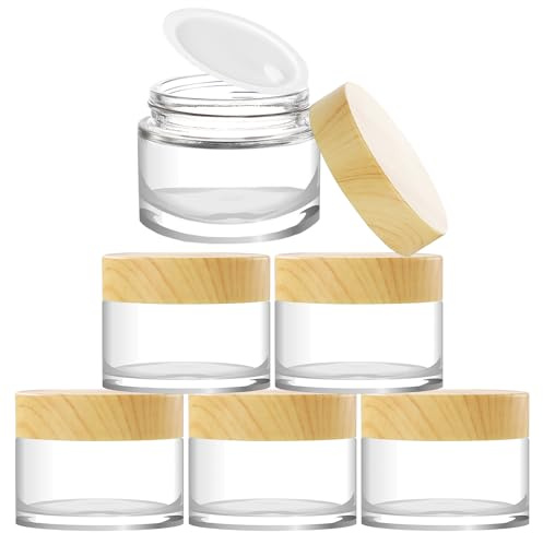 TYFYH 6 stycken glasburkar 30 ml glas krämburk, tom tomburk, salvburk, klar degel, krämburkar för fyllning, små burkar, krämbehållare för kosmetika, lotion, krämer