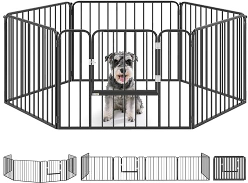 PawHut Box per Cani in Acciaio 6 Pannelli Modulabili 164x83x60 cm Nero