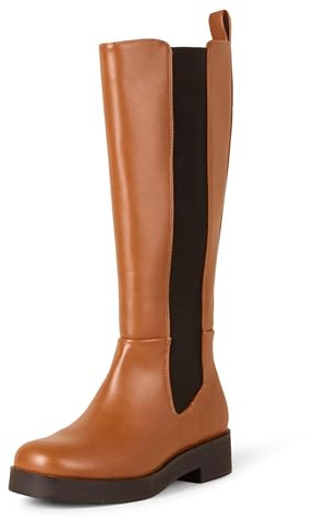Amazon Essentials Bota Alta con Fuelle Mujer, Camel, 42 EU
