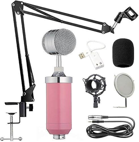 ELzEy Microfono for karaoke, set microfono microfono da gioco con supporto a sospensione for computer e telefono cellulare