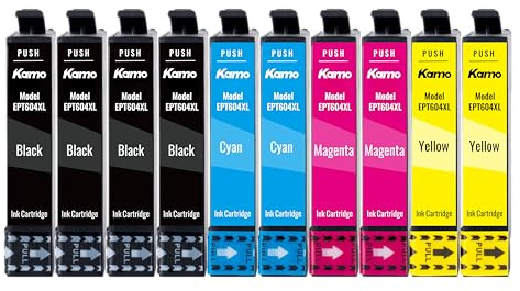 Kamo 604 XL confezione da 10 cartucce di inchiostro Compatibile con Epson 604 604XL Cartucce, per Expression Home XP-2200 XP-2205 XP-3200 XP-3205 XP-4200 XP-4205, Workforce WF-2910 WF-2930 2950 2935