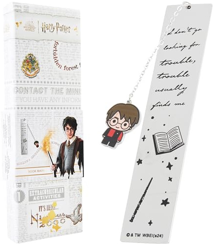 Harry Potter Metal Bookmark with Hanging Charm, Reading Gifts | Stainless Steel Book Marker in Gift Box for Books and Journals, Gifts for Women Kids Students Teachers & Reader