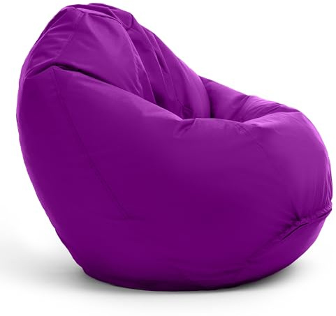 Bruni Classico M Viola – Pouf Sacco, Pouf Poltrona a Forma di Goccia, Poltrona a Sacco da Interno ed Esterno, Beanbag per Soggiorno e Camere, Fodera Lavabile, con Imbottitura