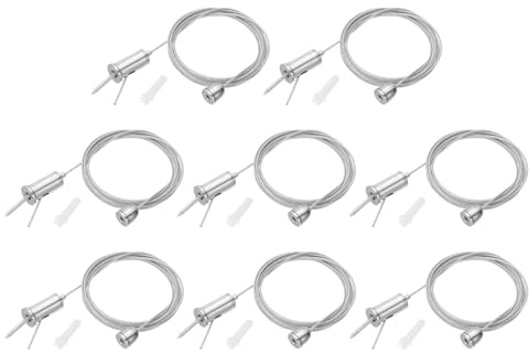 PATIKIL Ceiling Hanging Wire Cable Kit, 2m/6.6ft 8 Set Adjustable Light Suspend Cable Kit Panel Hanging Rope Clamp for Pendant Light Fitting Aquarium Lights, Style 3