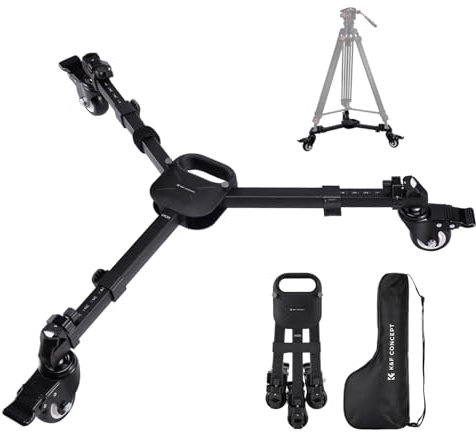 K&F CONCEPT Heavy Duty Tripod Dolly, Universal Fotografie Stativ Wagen für Stative Lichtstative,Hochleistung mit 3-Zoll Gummirädern und Quick Release Design, 20kg Tragfähigkeit