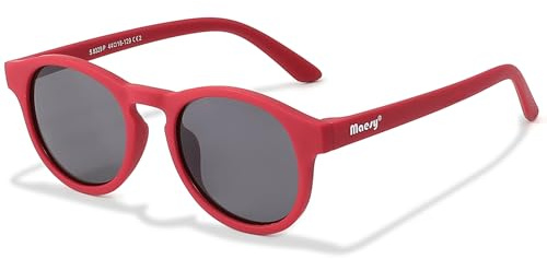 Maesy Occhiali da Sole Bambini 3-6 Anni - Lenti Polarizzate UV400 Categoria Filtro 3 - Montatura Flessibile - Design Moderno, Sicuri e Confortevoli - Faela, Rosso