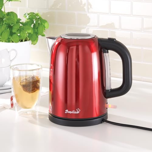 Coopers of Stortford - Red Metallic Cordless Kettle with 1.7L Capacity - 360° Rotating Base, Non Drip Spout, Water Gauge & Removable Limescale Filter - Stainless Steel 2.2kW