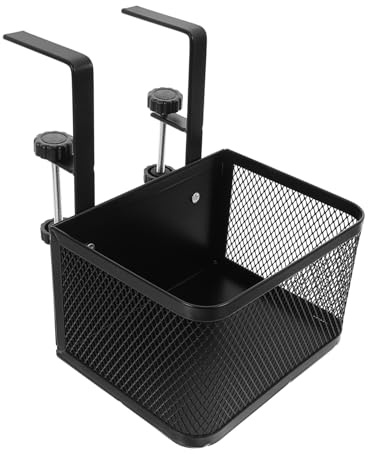 Tofficu Desk Side Organizer Tray Clamp on Desk Drawer Metal Wire Cord Management Basket with Slide-Out Design Cables and Phones