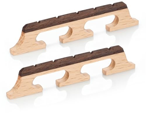 5-String Banjo Bridge, 2 Pcs Premium Ebony and Maple Bridge, Banjo Bridges Replacement, Universal Fit Banjo Parts for Enhanced Acoustic Performance
