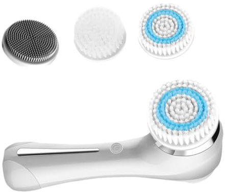 TOGEVAL Spazzola per Pulizia Viso Elettrica in Silicone Bianco Ioni Negativi, senza Irritazioni, per Uso Domestico e Viaggi per Donna e Ragazza