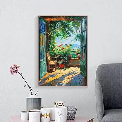 Öppet fönster Henri Matisse Canvastavla Poster Henri Medelhavet Apelsinträd Kustutsikt Heminredning (80x120cm/Utan ram)
