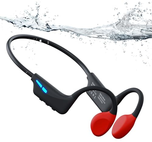 MONODEAL Cuffie Conduzione Ossea Subacquee per Piscina IPX8 Impermeabile Bluetooth 6.0 Auricolari MP3 Subacqueo 8G Auricolari Sport per Nuoto, Corsa