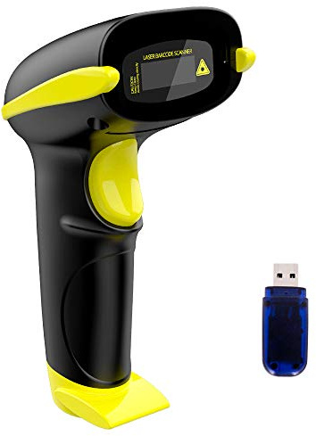 NADAMOO Wireless Barcode Scanner Compatible with Bluetooth, Handheld USB 1D Cordless Laser Bar Code Reader for Inventory, Work with Windows/Mac OS/Linux Computer, Made for iPhone, iPad, and Android