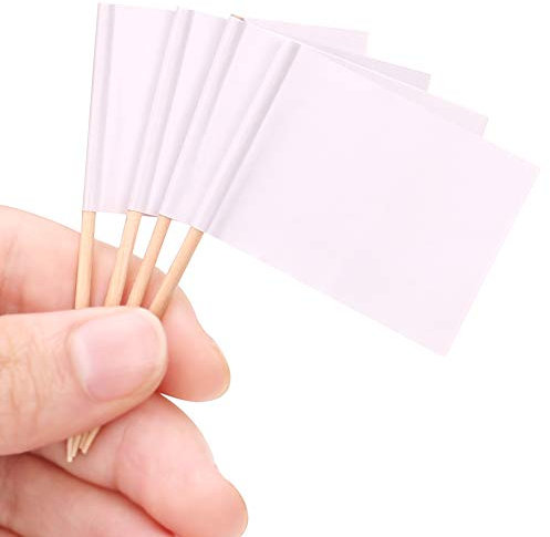 H&S Bandierine Stuzzicadenti in Legno per Antipasti - 200 Pezzi - Etichette a Bandierina per la Decorazioni di Prodotti Alimentari per Feste - Per Cupcake, Torte e Feste di Compleanno