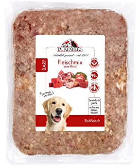 TACKENBERG Barf Fleischmix vom Rind für Hunde - 14 x 1000 g - leckeres Frostfleisch als Hundefutter in Premiumqualität - geeignetes Gefrierfutter für untergewichtige Hunde - ohne Zusatzstoffe 14 x