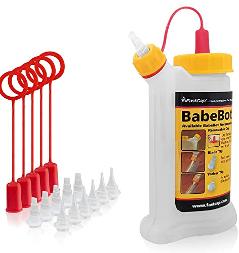 Original BabeBot limflaska från FastCap – perfekt för ren och exakt applicering av trälim – limdispenser (ca 120 ml) (BabeBot + tillbehör)
