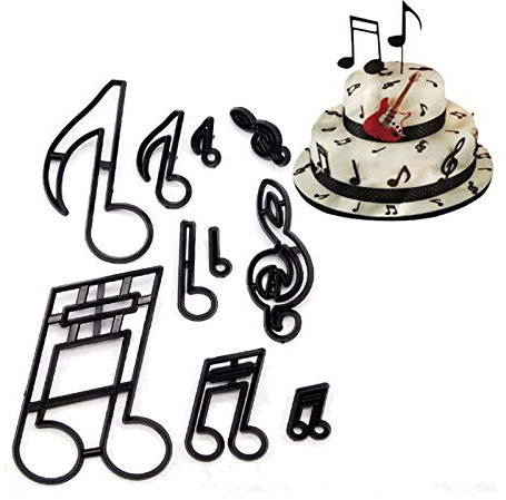 Generic Keksausstecher - 10-teiliges Musik-Thema Ausstechformen-Set für Hochzeit/Familie/Park, Tier-Formen, Schwarz