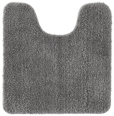 MIULEE Absorbent WC Toilet Rug Non Slip U Shape Bath Mat with High Hydroscopicity Rugs Super Soft Cozy and Shaggy Microfiber Rug Carpet for Bathroom Grey 50 x 50 cm