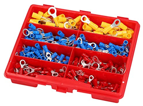 Kalitec KALI-1610 - Scatola per cavi ad anello, parzialmente isolata, 1,5-6 mm², in rame, isolamento in PVC, 360 pezzi, sezione trasversale da 1,5 mm² a 6 mm², M4, M6, M8, capicorda isolata