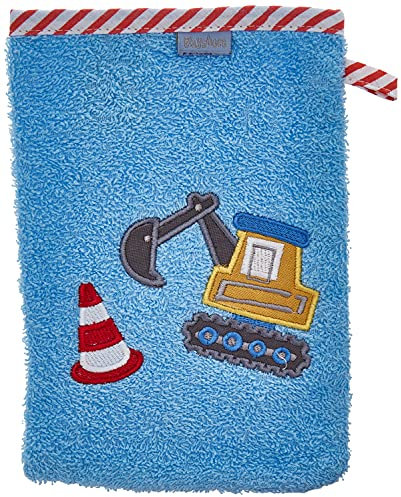 Playshoes Unisex Kinder Frottee-Waschhandschuh Bagger 340097, 17 - Bleu, 15x20 cm