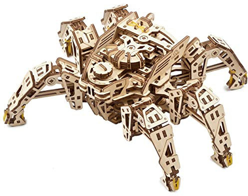 UGEARS Hexapod Explorer 3D-Puzzle – Vatertagsgeschenk - Modellbausätze für Erwachsene mit leistungsstarkem Federmotor – 3D-Holzpuzzles 3D-Puzzles, Holzroboter läuft bis 3 m