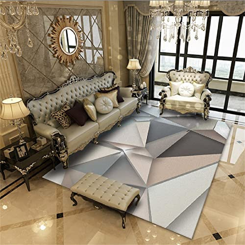 Kunsen Outdoor Teppich Groß Kristallsamt 3D-Muster geometrische rutschfeste Wohnzimmer Schlafzimmer Teppichbodenmatte flokati Teppich waschbar bettumrandung bunt200x300CM