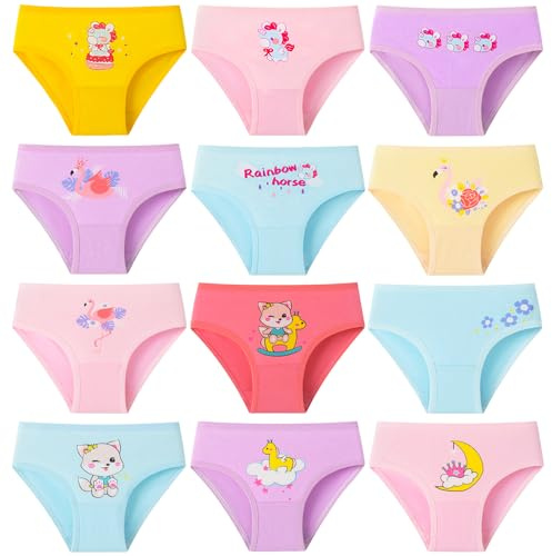 Domee Mutande Cotone Intimo Slip Stampe Animalier Bambina Pacco da 12 Maialino + Orso + Palla 2-4 Anni (Produttore Taglia S)