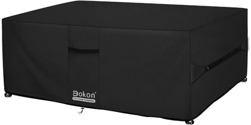 Dokon Funda para Muebles de Jardín Impermeable Funda Protectora Mesa Exterior con Salidas de Aire, Anti Viento, Anti UV Tela Oxford 420D Cubierta Muebles Terraza, Rectangular (210x110x74cm) - Negro