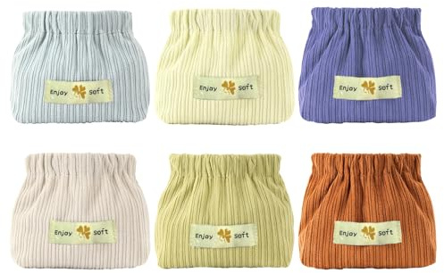 Les-Theresa 6Pcs Corduroy Elastic Storage Bag, Small Makeup Bag Hair Tie Organizer Bag Mini Pouch, Corduroy Makeup Bag for Handbag Small Corduroy Organizer, Travel Cosmetic Bag for Women