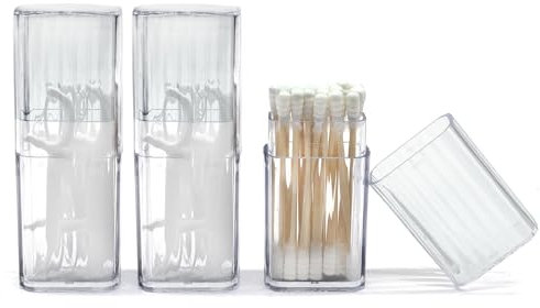 SwirlColor Wattestäbchen Behälter für Reisen, 3 Stück Tragbare Kleine Wattestäbchen Spender Klare Kunststoff Wattestäbchen Aufbewahrung Box mit Staubdichtem Deckel für Baumwolltupfer Zahnstocher