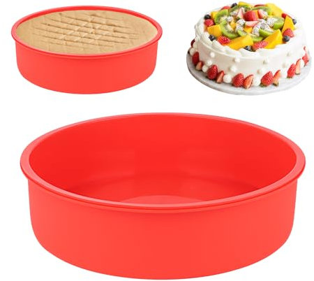 NVIYAM 2 Pezzi Stampi in Silicone per Dolci, Stampi per Torte Rotondi in Silicone 20 cm/8 Pollici, Stampo Torta Silicone, Antiaderenti, Rilascio Rapido, Rotonda Tortiera in Silicone per Torta