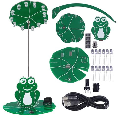 PEMENOL DIY Elektronik Bausatz Frosch löt bausatz，einstellbares Licht Handyhalterung Löten Lernset für Löten Hobbyist, Schule Bildung Elektronik Kit Weihnachten Basteln