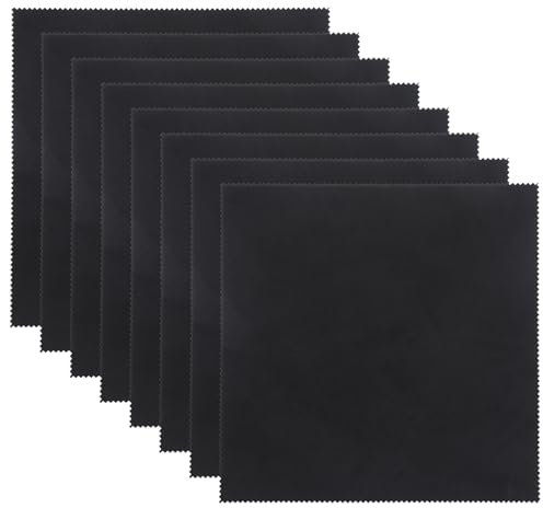 Aeaocvo 8 Stück Brillenputztücher 25 x 25 cm, Schwarz Microfaser Brillentücher, Hochwertig Brillentuch, Glasses Cleaning Cloth für Bildschirme, Tabletten, Gläser, Kamera