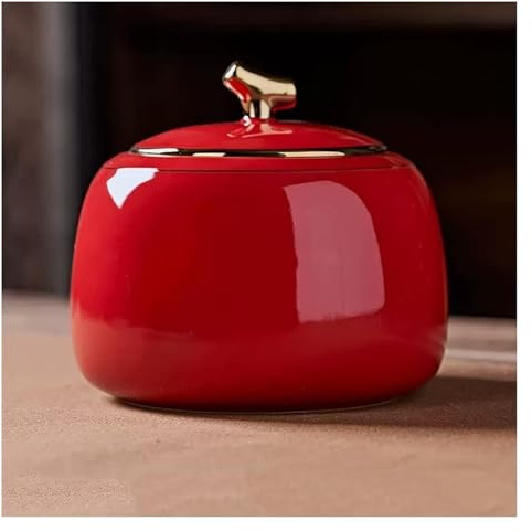 Vintage keramik teburk，tecaddie,köksförvaring,porslinsteburk for löst te glänsande keramisk teburk Teburk Teförvaringsbehållare Burkburk 800ML Teförvaring forts.(Red)