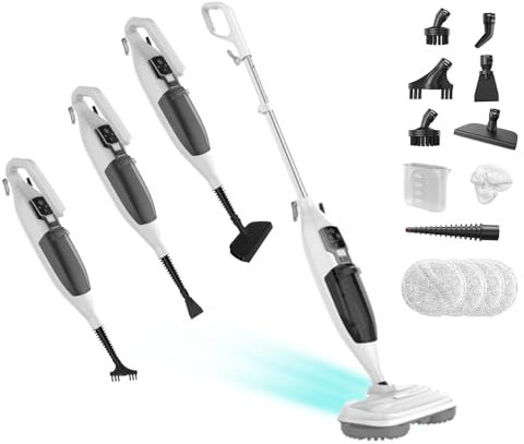 Torder 2-in-1 Dampfreiniger Mop mit 13 Zubehörteilen, Hochtemperaturdampf, 4 Mikrofaser-Ersatzpads, vielseitig einsetzbar, ideal für die Reinigung von Böden,Fenstern,Küche,Toilette,entfernt 99.9%
