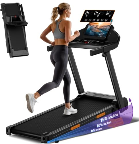 CURSOR Cinta de Correr Plegable con Inclinación 15% | Cinta de Andar Plegable 12KM/H,Caminadora Electrica Para Casa Equipado con un Motor de 3,0 CV y Pantalla LED,Soporte 136KG