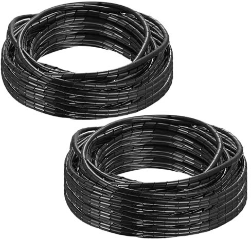 2 STK Spiral Kabelschlauch Kabelspirale Schwarz,Kabel Spiralschlauch Kabelführung, Kabelschutzschlauch Kabelummantelung Schwarz,Kabelschläuche für TV Computer PC Kabelmanagement(4mm x 20m/6mm x 15m)