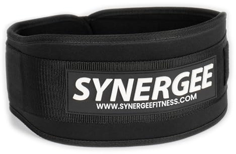 Synergee Weightlifting Belt 5” Padded Support for Squats Deadlifts Powerlifting & Cross Training - Large