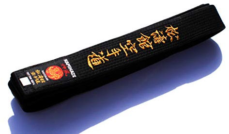 Kamikaze Schwarzer Gürtel aus Baumwolle, bestickt, Shotokan Karate DO (in japanischem Kanji)