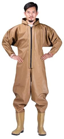 QTDZ Ganze Körper Waten Hosen mit Kapuze Overalls Angeln Kleidung Anti-Tragen wasserdichte Jagd Waders Hosen 37-47 Gummi Stiefel Männer Frauen Anglerhose,A,37 EU