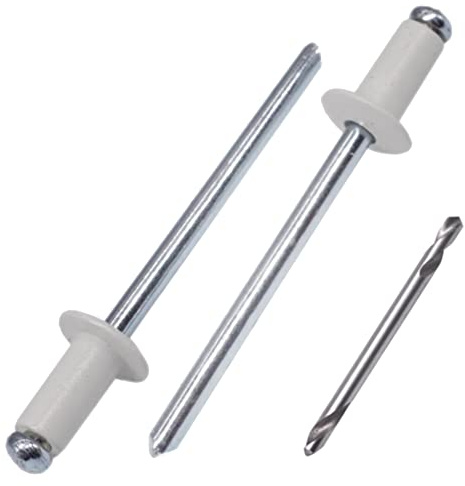 SKIR'CO (400 pezzi) Rivetti ciechi verniciati 4,0 x 8 mm, in alluminio, punta per trapano inclusa (grigio bianco RAL 9002)